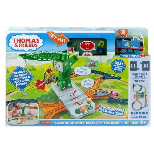 Fisher-Price Thomas & Friends Talende Cranky togbanesæt med arbejdskøretøj