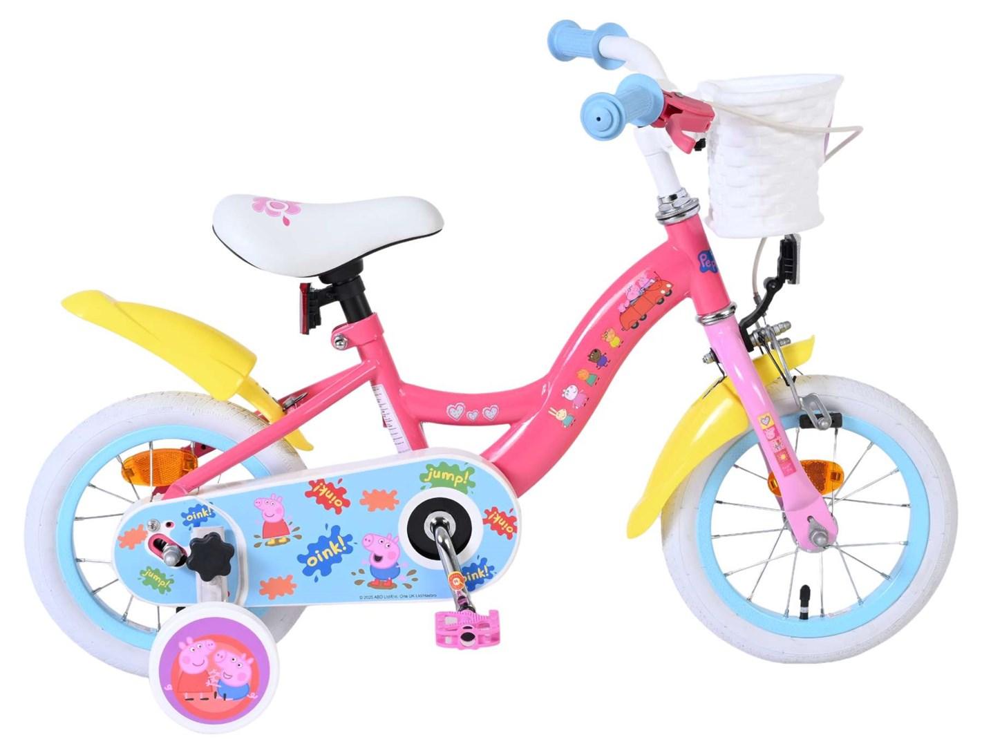 Peppa Gris 12 tommer børnecykel med støttehjul og kurv