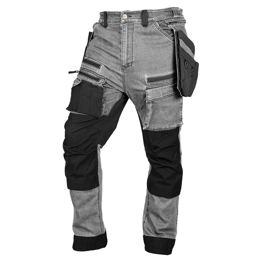 NEO TOOLS denim arbejdsbukser med Cordura-forstærkninger og aftagelige hængelommer - grå, XL