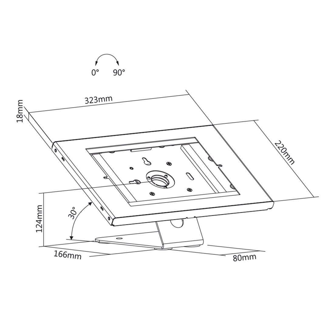 Maclean tablet-holder med lås til væg eller bord 10,1-10,5" - hvid