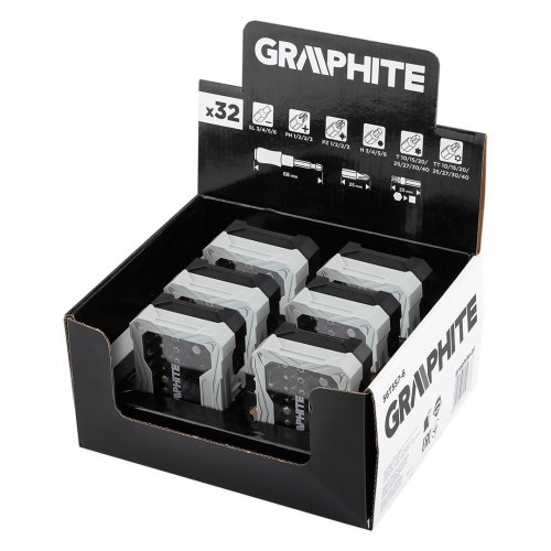 GRAPHITE displayæske med 6 bitssæt, 32 dele