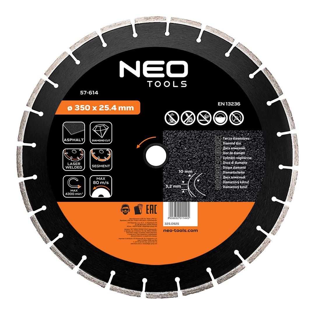 NEO TOOLS diamantskive 350 x 25,4 mm segmenteret lasersvejst