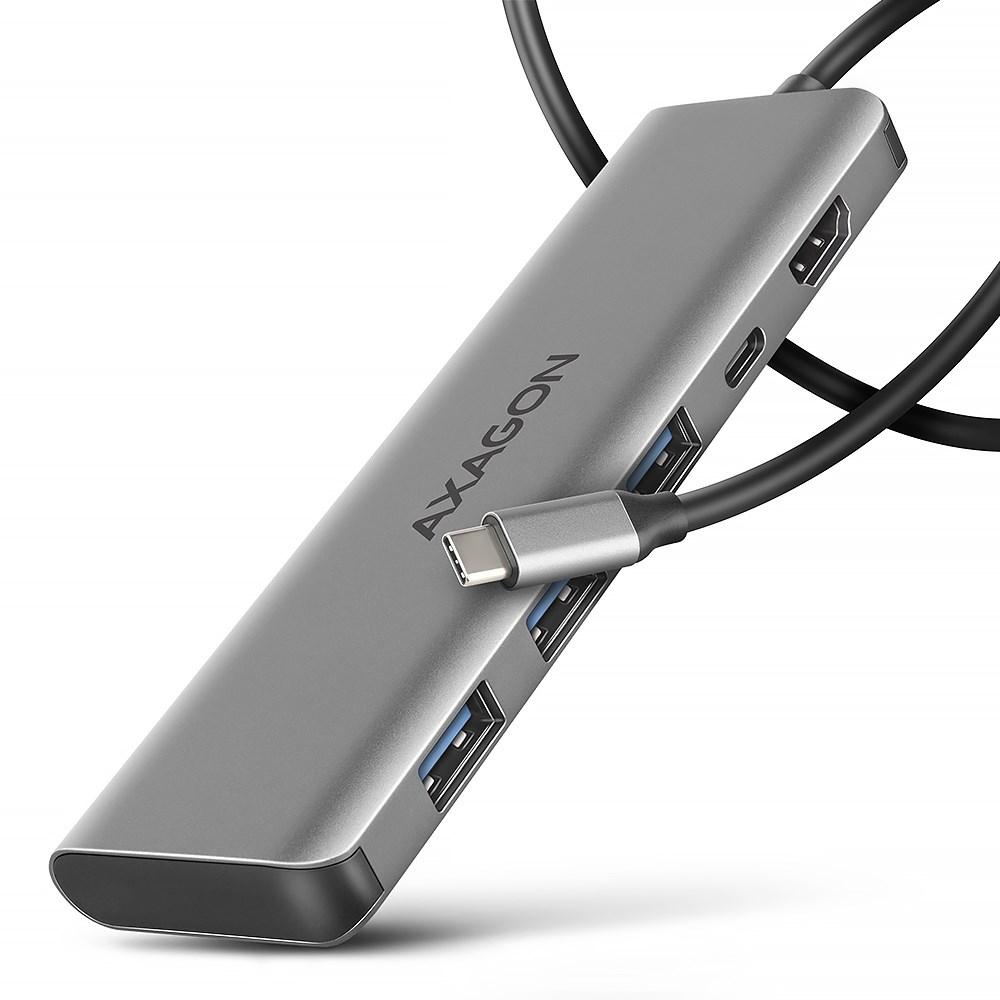 AXAGON HMC-5H USB-C hub 5 Gbps med 3 x USB-A, HDMI 4K/30 Hz og PD 100 W
