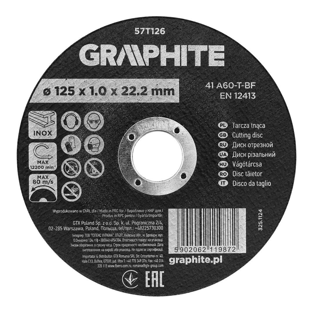GRAPHITE skæreskive til metal og INOX 125 x 1,0 x 22,2 mm 110 stk.