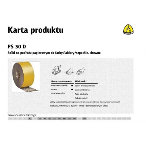Slibepapirrulle PS 30 D korn 40, 11,5 cm × 50 m