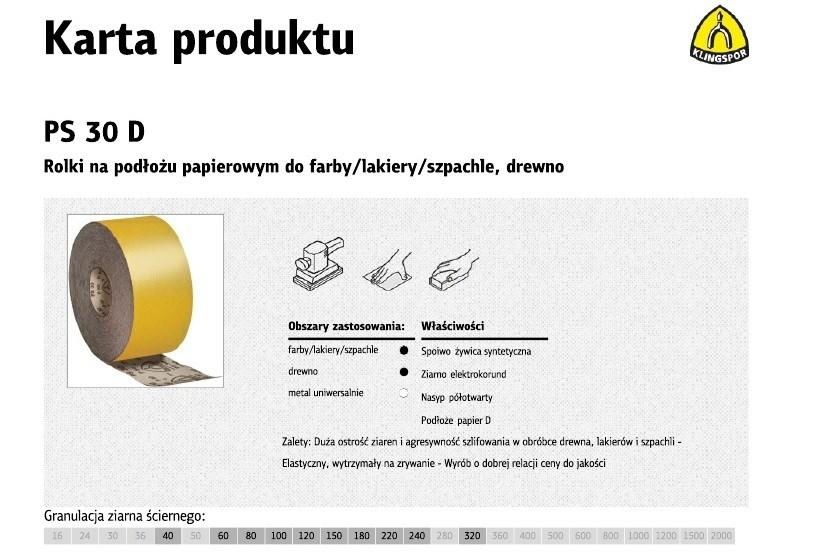 Slibepapirrulle PS 30 D korn 40, 11,5 cm × 50 m