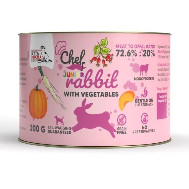 SYTA MICHA Chef Junior kanin med grøntsager monoprotein vådfoder til hund 200 g
