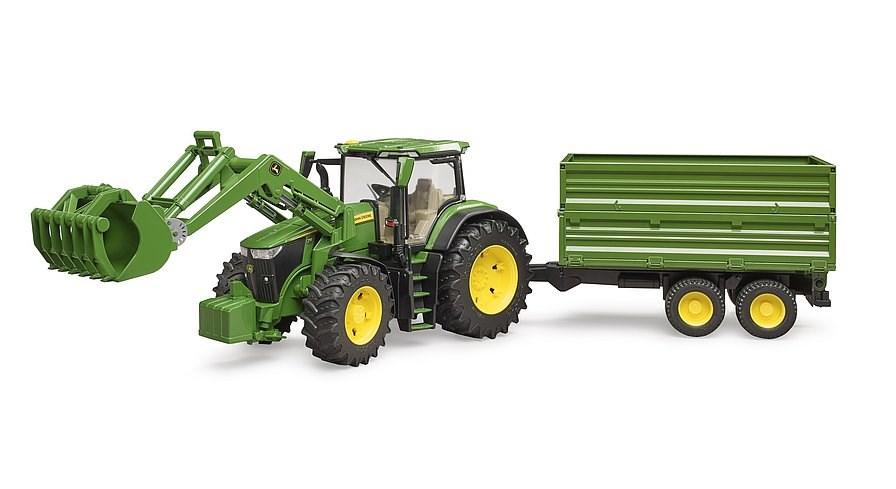 BRUDER John Deere 7R 350 traktor med frontlæsser og 2-akslet trailer