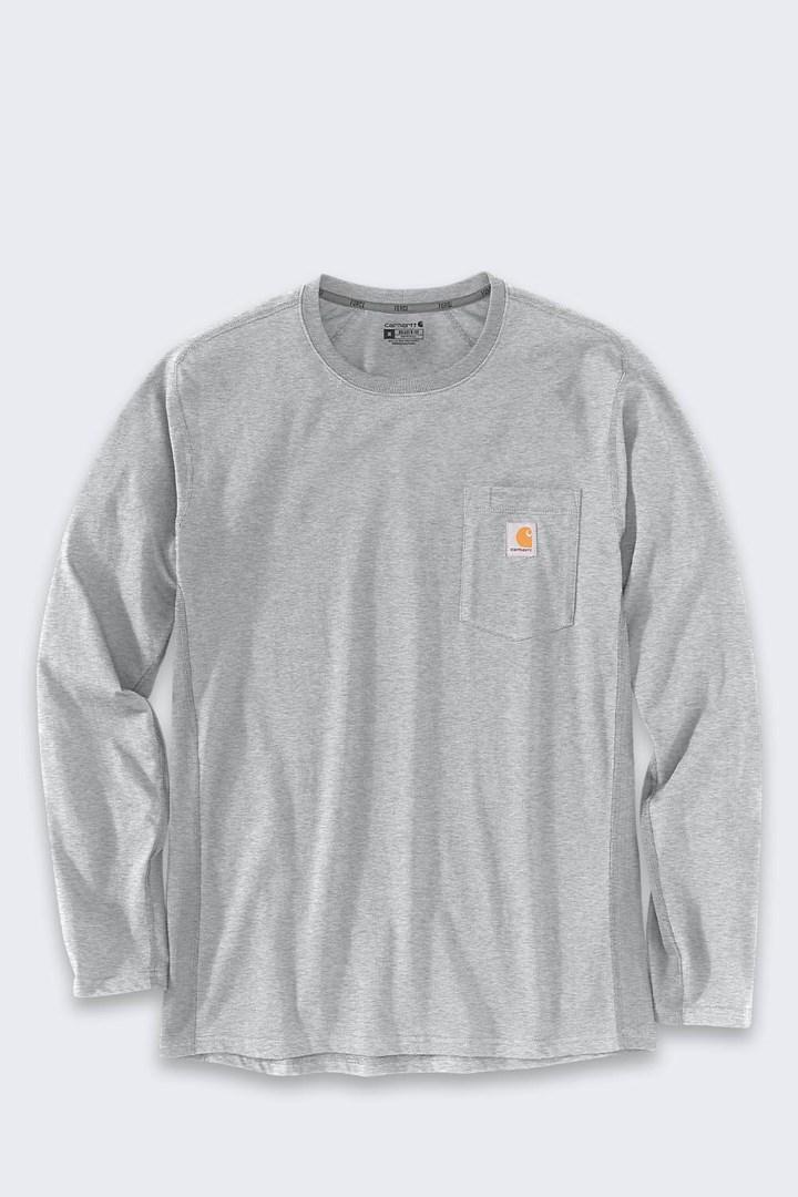 Carhartt Midweight langærmet T-shirt med brystlomme - lyngrå, str. M