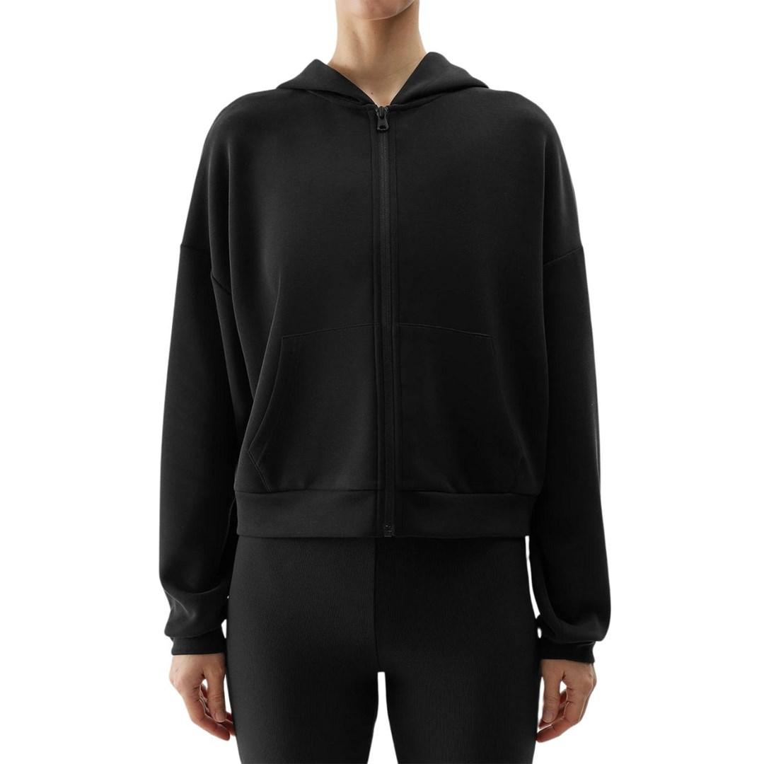 4F F1002 hoodie med lynlås til kvinder - dybsort, str. M