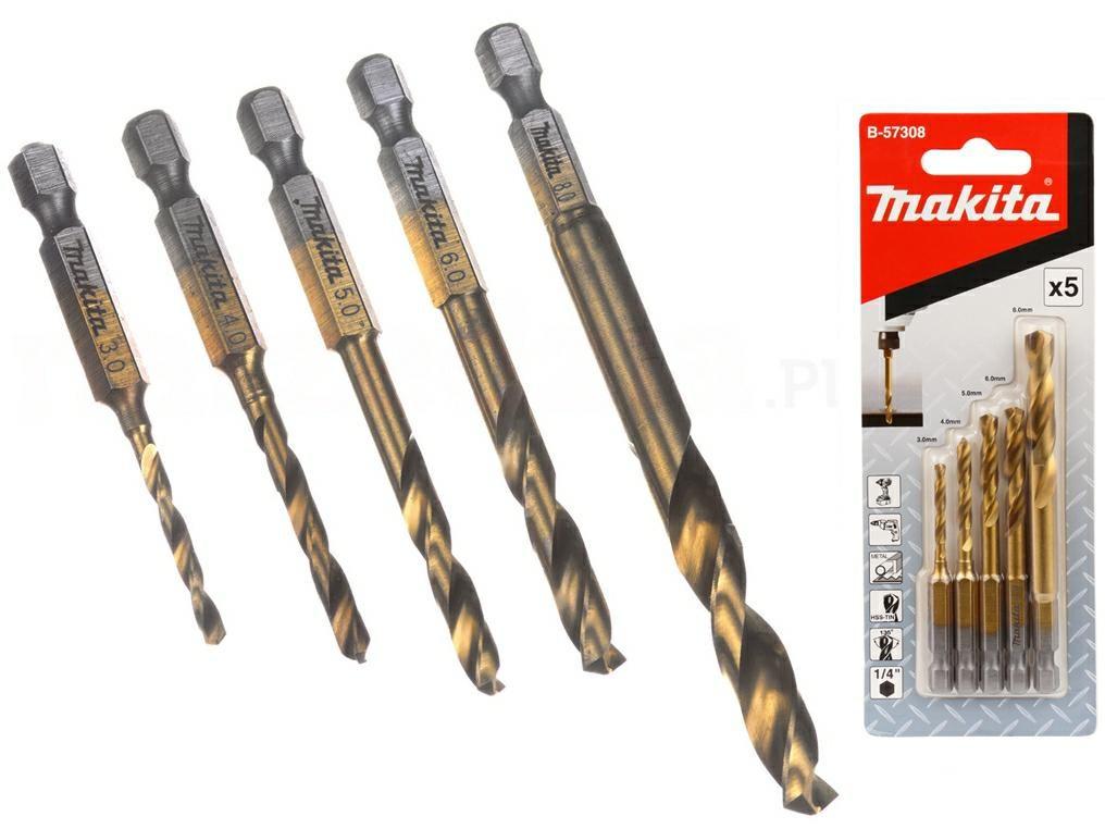 Makita HSS-TiN metalborsæt 1/4" sekskant 5 dele
