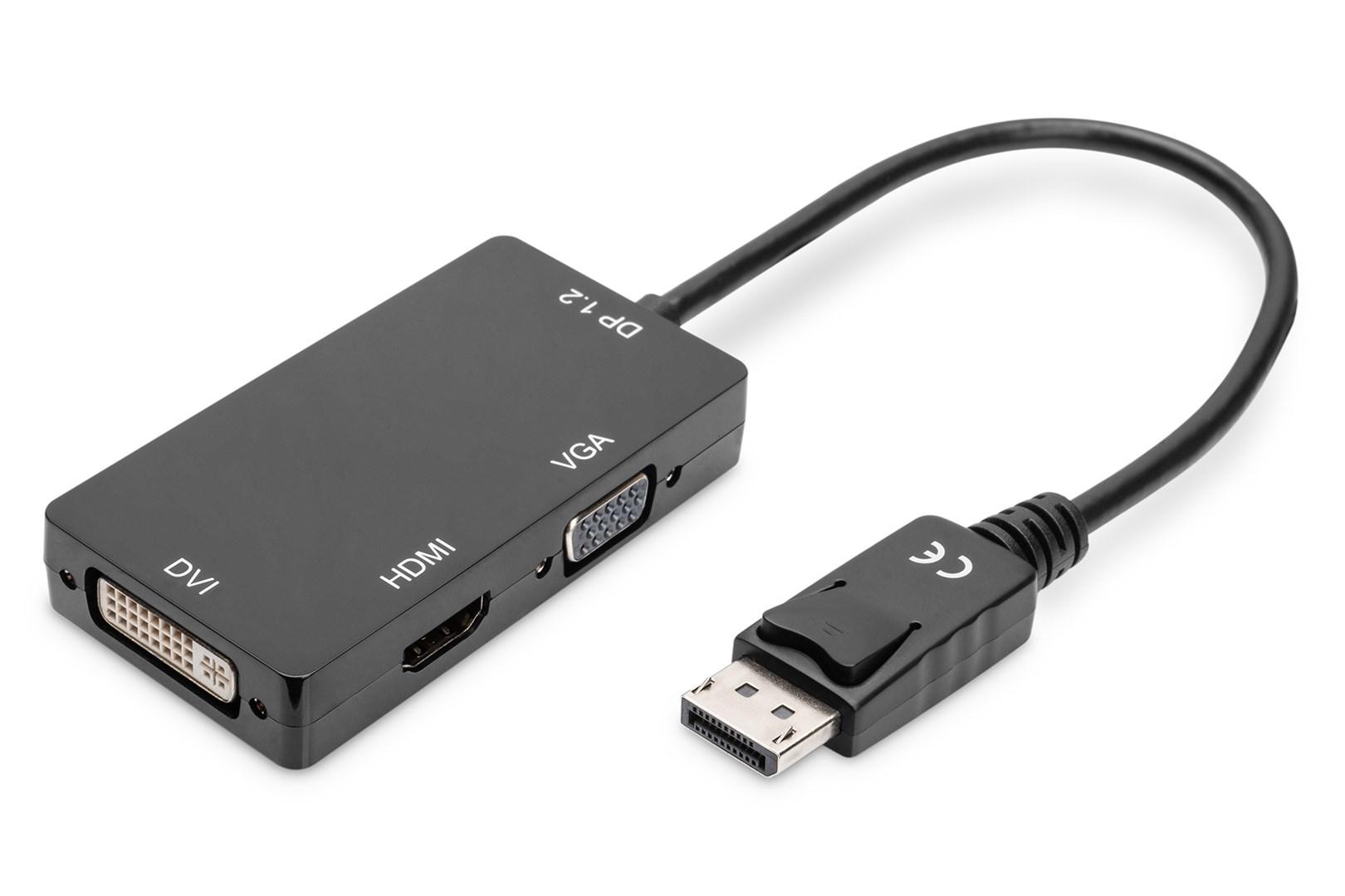 DIGITUS DisplayPort 3-i-1 adapter til HDMI, DVI og VGA