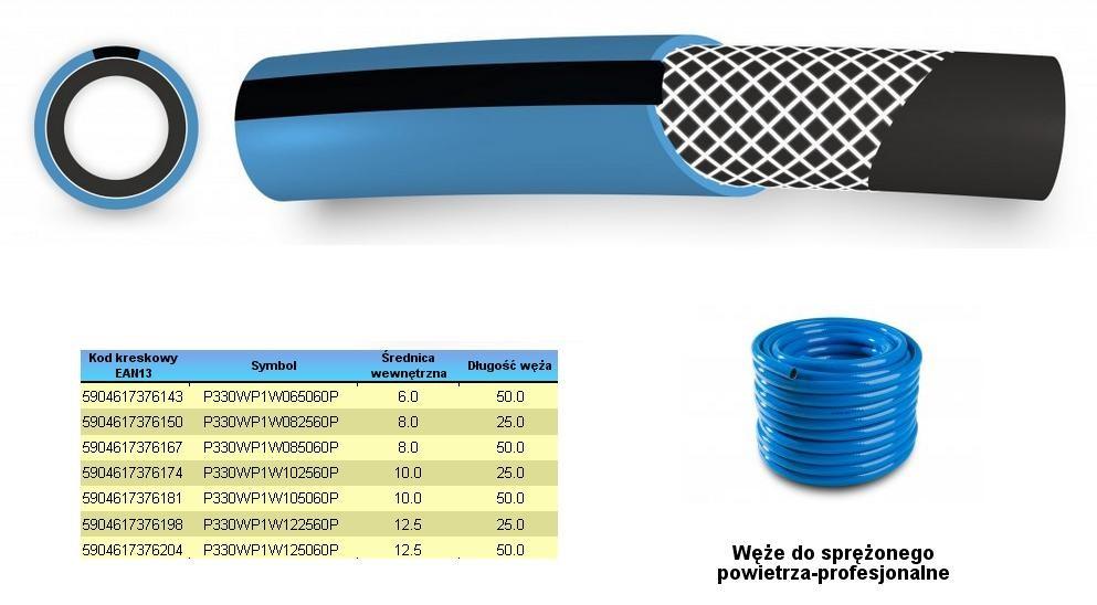 Trykluftslange 8 mm 50 m 4-lags