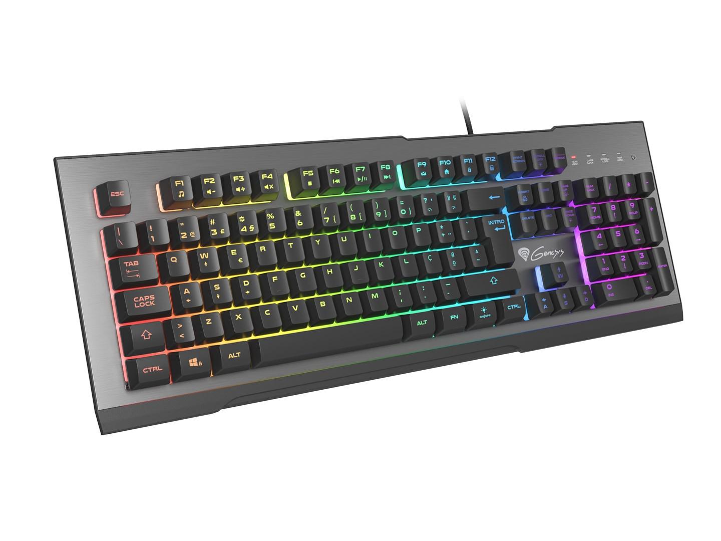 GENESIS Rhod 500 RGB gaming tastatur USB QWERTY portugisisk sort/sølv
