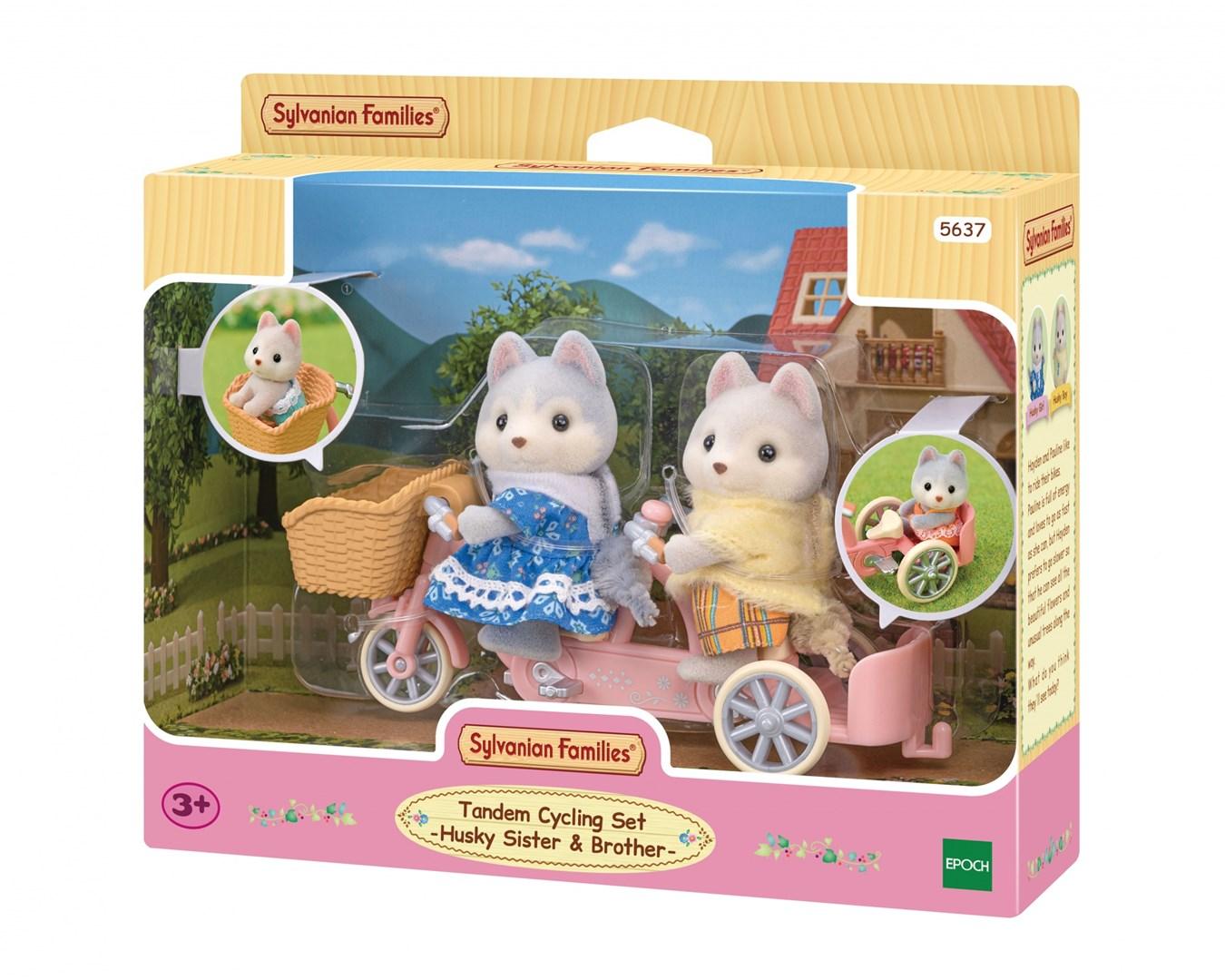 Sylvanian Families Tandemcykelsæt med Husky-søster og -bror legetøjsfigurer