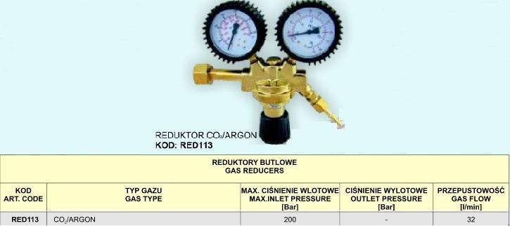 CO2/Argon gasregulator RED113 med 2 manometre
