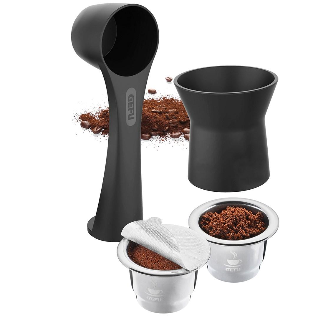 GEFU 12718 kaffekapsler og kaffetilbehør, 8 dele