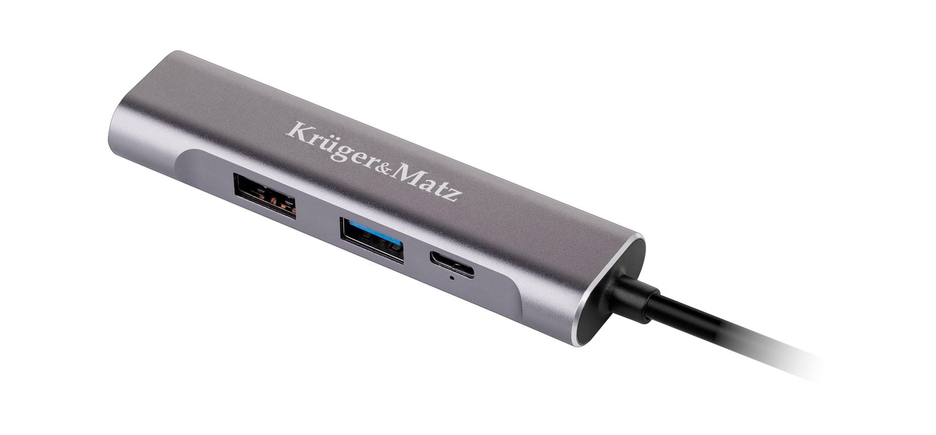 Kruger & Matz USB-C hub adapter til HDMI, USB 3.0, USB 2.0 og USB-C
