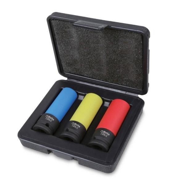 Beta 720LC/C3 slagsæt med topnøgler 1/2" 17/19/21 mm - sort/blå/gul/rød