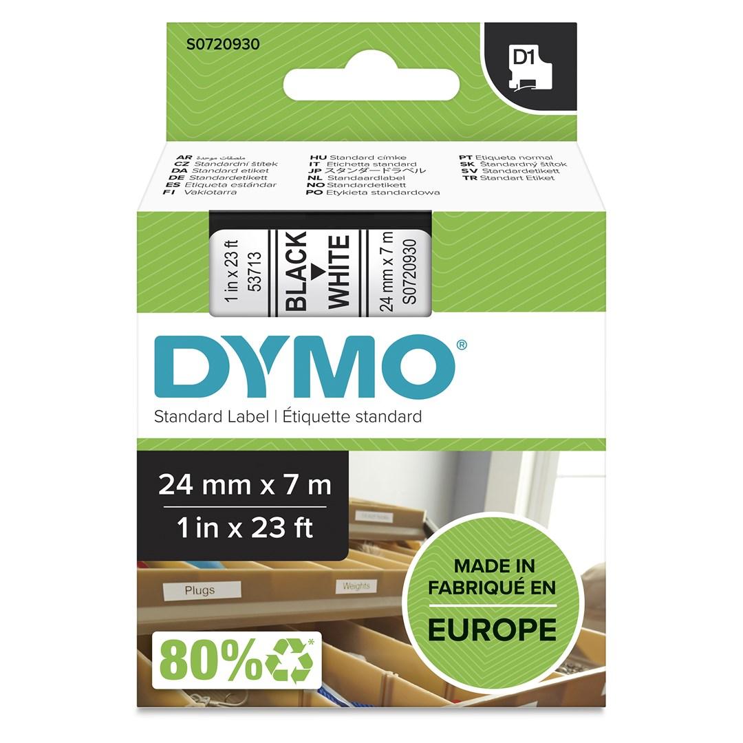 Etikettape DYMO D1 - sort på hvid, 24 mm x 7 m