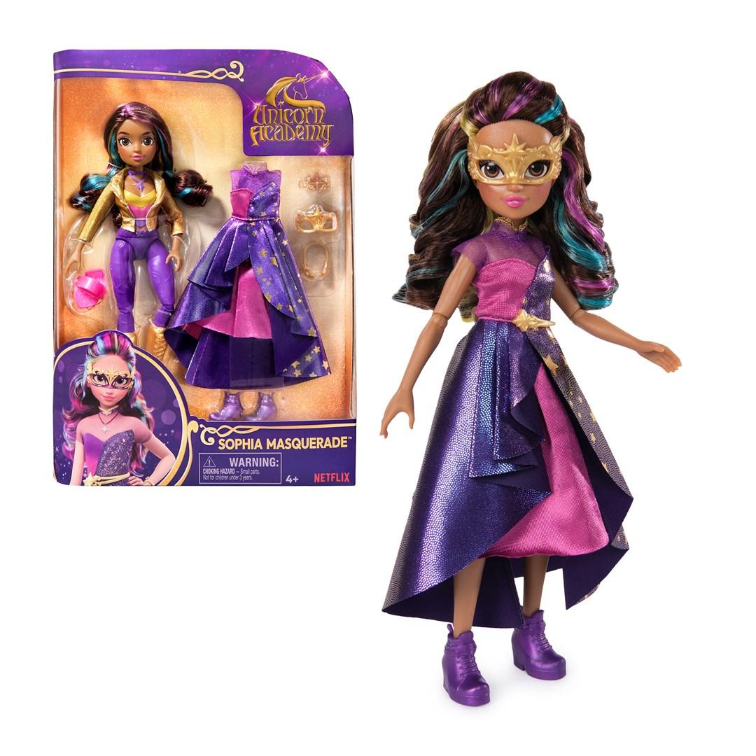 Spin Master Unicorn Academy Sophia maskebaldukke med 9 tilbehør, 24,1 cm