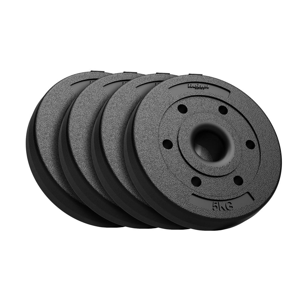 Rebel Active bituminøst vægtskivesæt 4 x 5 kg med 51 mm hul til olympisk vægtstang