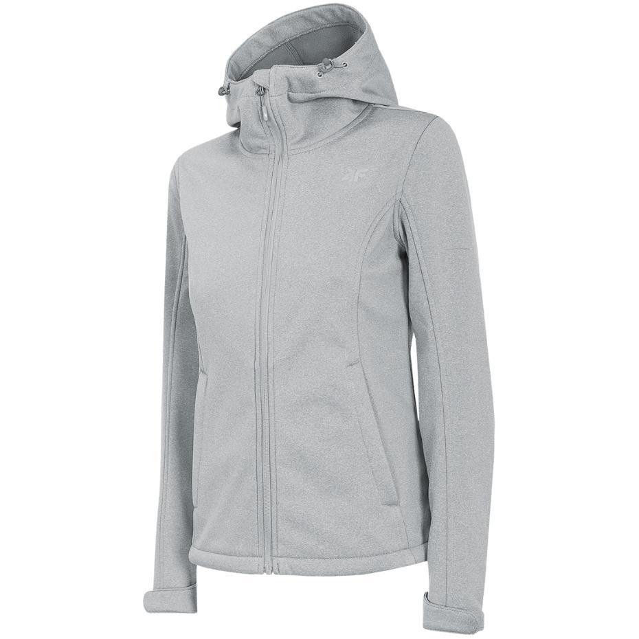 4F dame softshelljakke med hætte H4Z22 SFD350 27M - lys grå melange