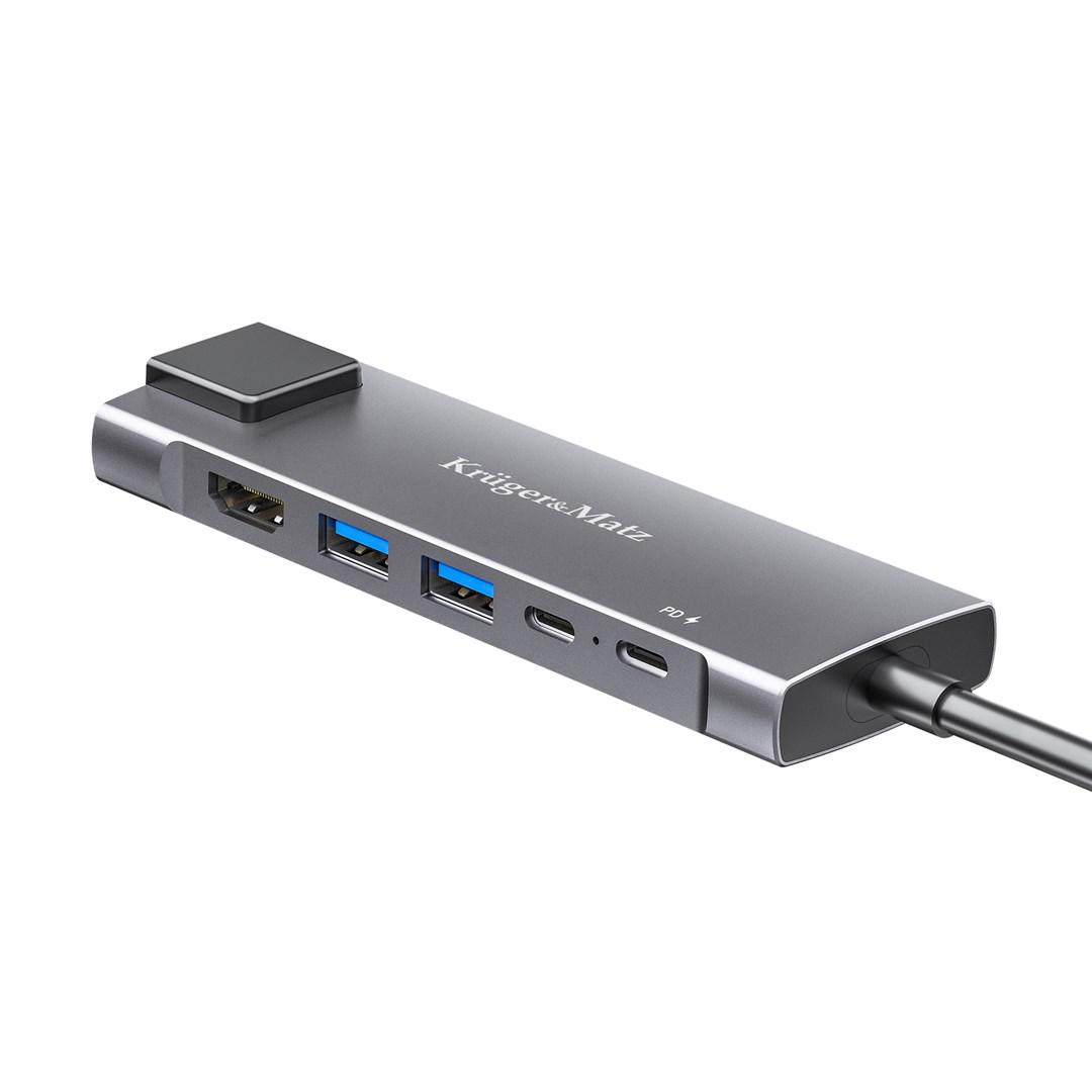 USB-C hub med HDMI, 2 x USB 3.0, 2 x USB-C og RJ45