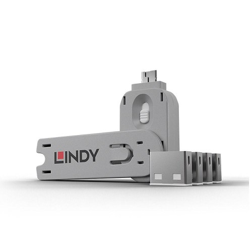 LINDY USB-portblokering til USB Type-A, 4 stk. med nøgle, hvid