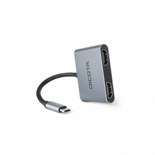 Dicota D32063 USB-C dock med 2 x HDMI, USB-A og USB-C PD - sølv
