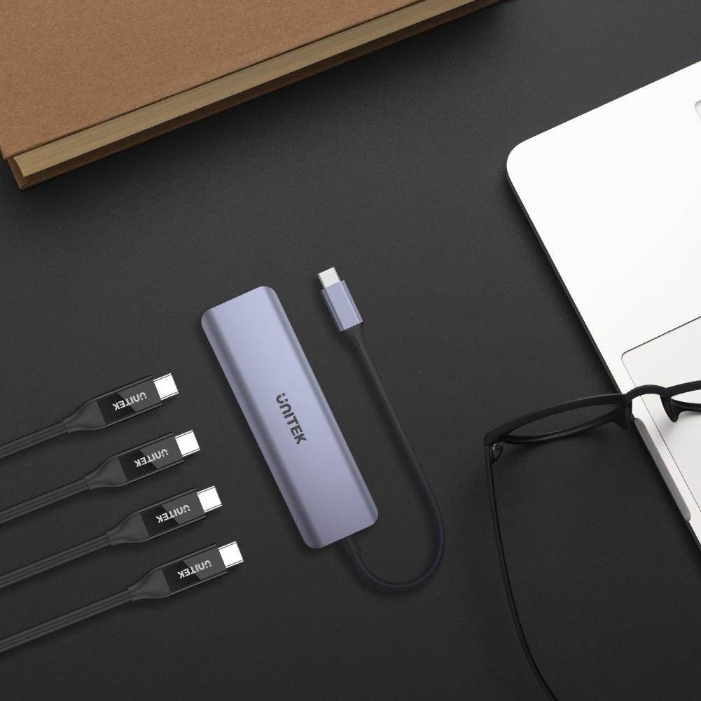 UNITEK uHUB Q4 USB-C hub med 4 porte 5 Gbit/s - grå