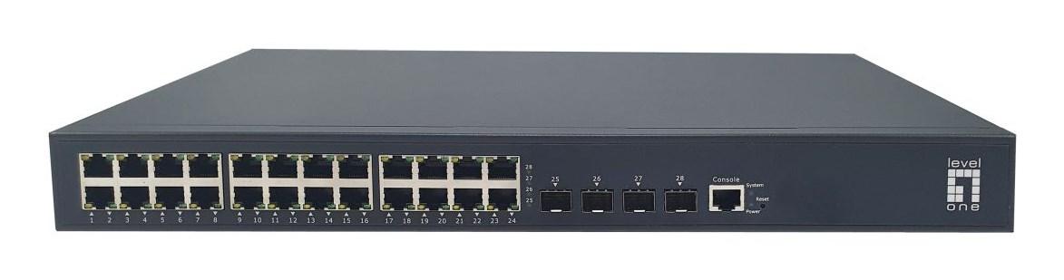 LevelOne 28-port L3 Lite administreret Gigabit PoE-switch med 4 x 10G SFP+