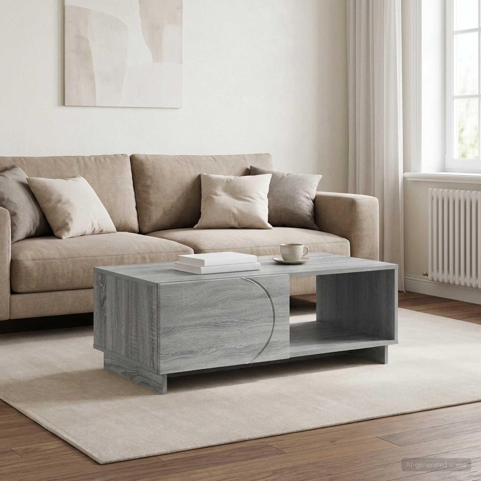 vidaXL Sofabord Grå Sonoma 95 x 50,5 x 35 cm Konstrueret træ