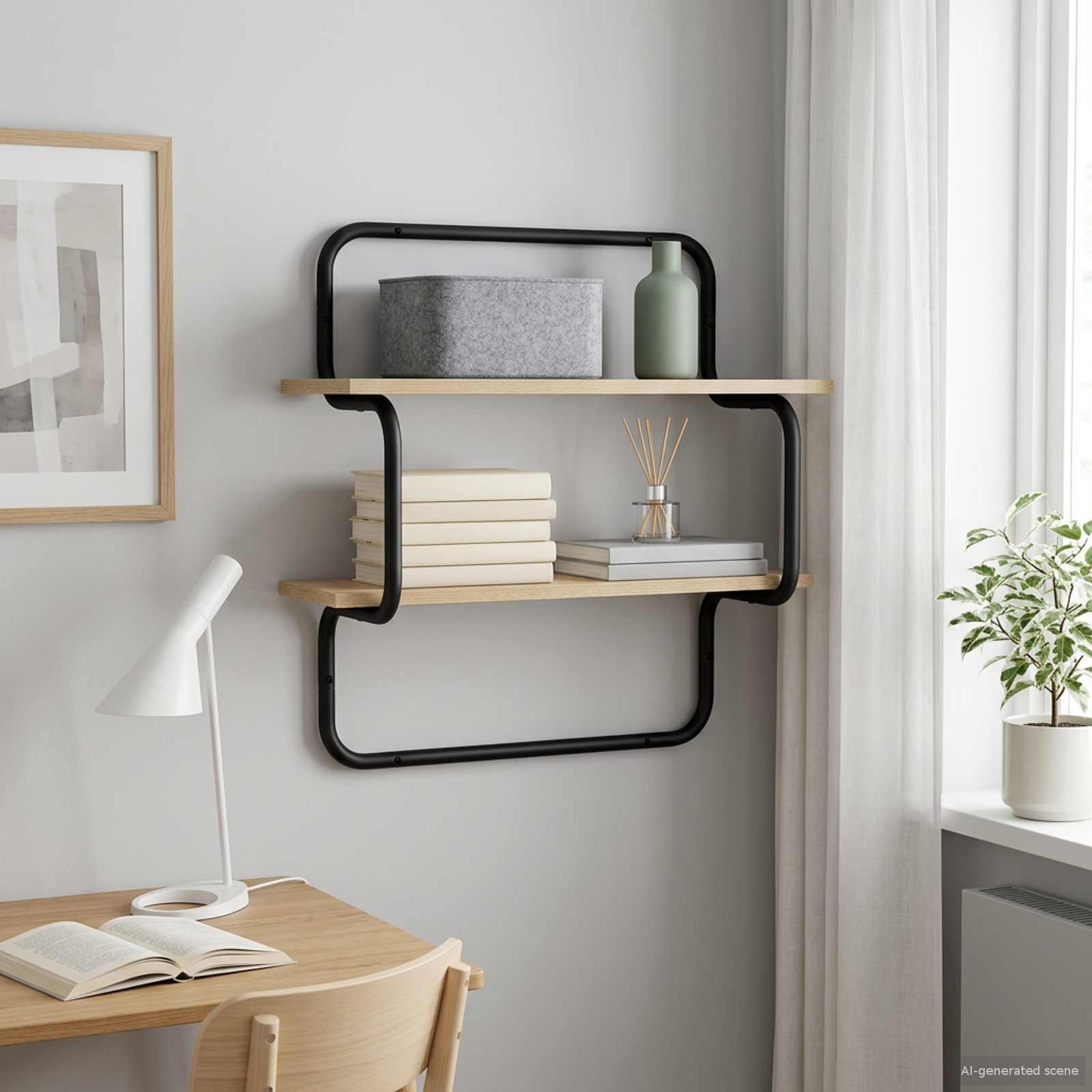 vidaXL Væghylde med 2 etager Sonoma-eg 80 x 24,5 x 61 cm