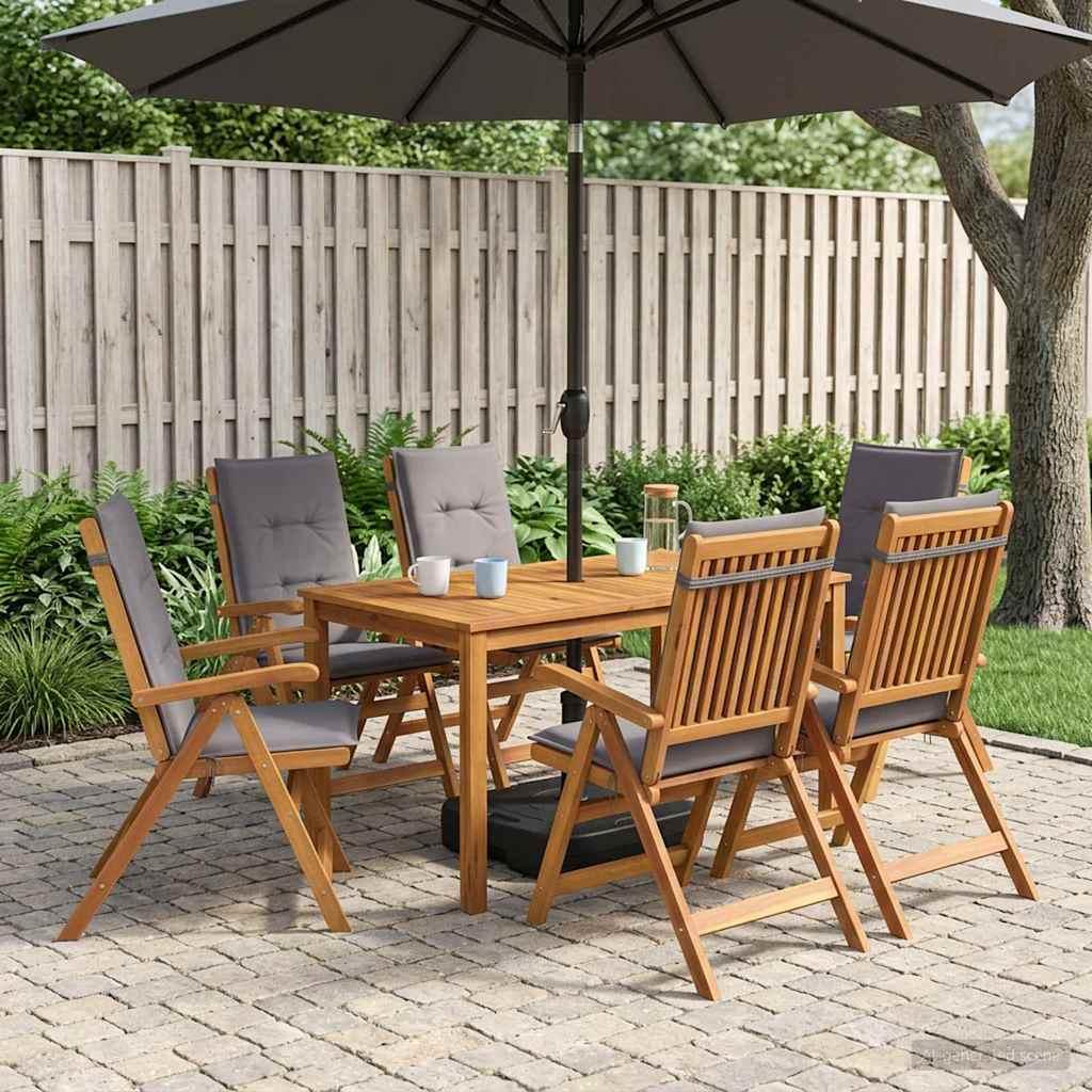 vidaXL 7-Piece Garden Dining Set Naturfarvet Massivt Akacietræ