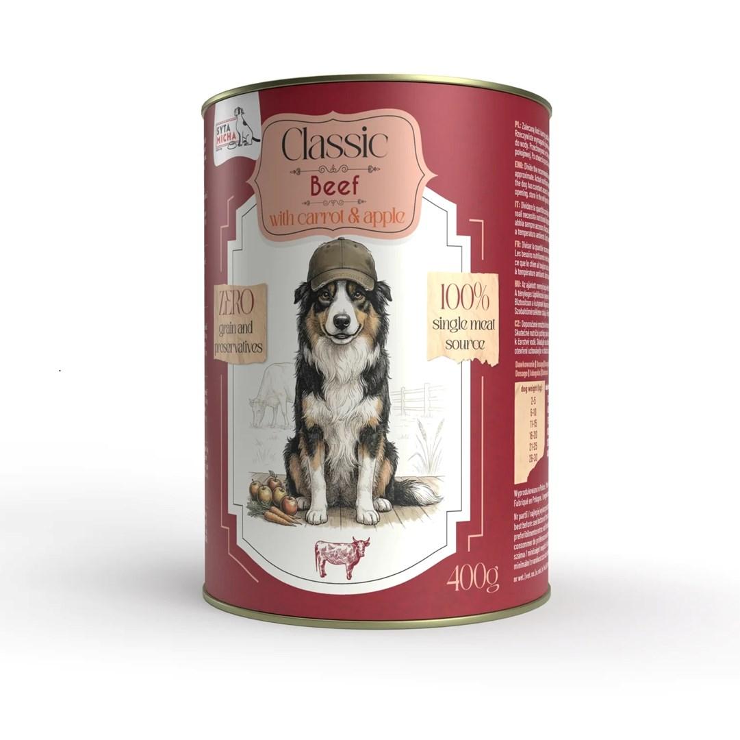 SYTA MICHA Classic oksekød med gulerod vådfoder til hund 400 g