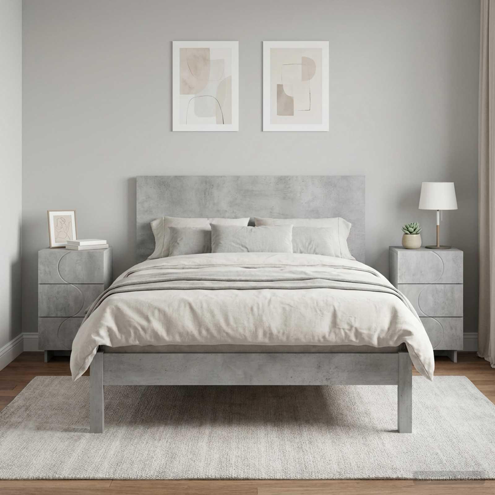 vidaXL Natskab 2 stk. Betongrå 33,5 x 34,5 x 60 cm Konstrueret træ