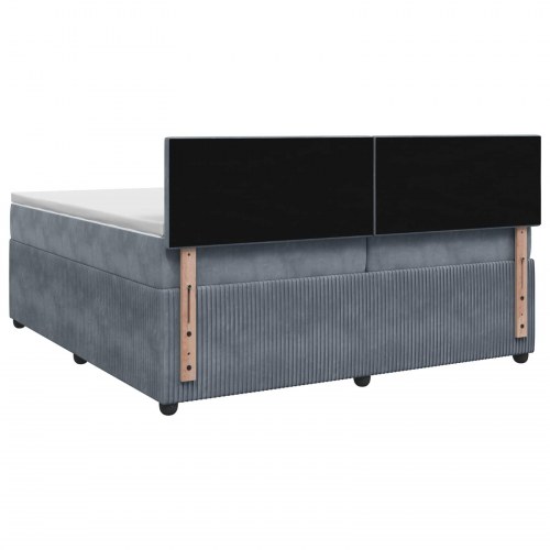 Madras med topmadras 200 x 200 cm mørkegrå fløjl boksmadrasseng