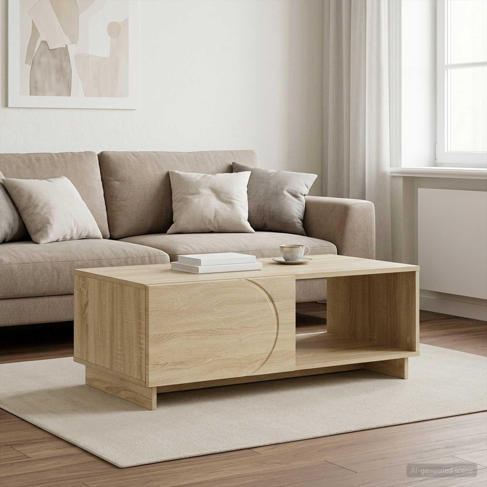 vidaXL Sofabord Sonoma-eg 95 x 50,5 x 35 cm Konstrueret træ