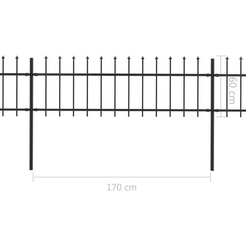 Havehegn med spydtop 10,2 x 0,6 m sort stål