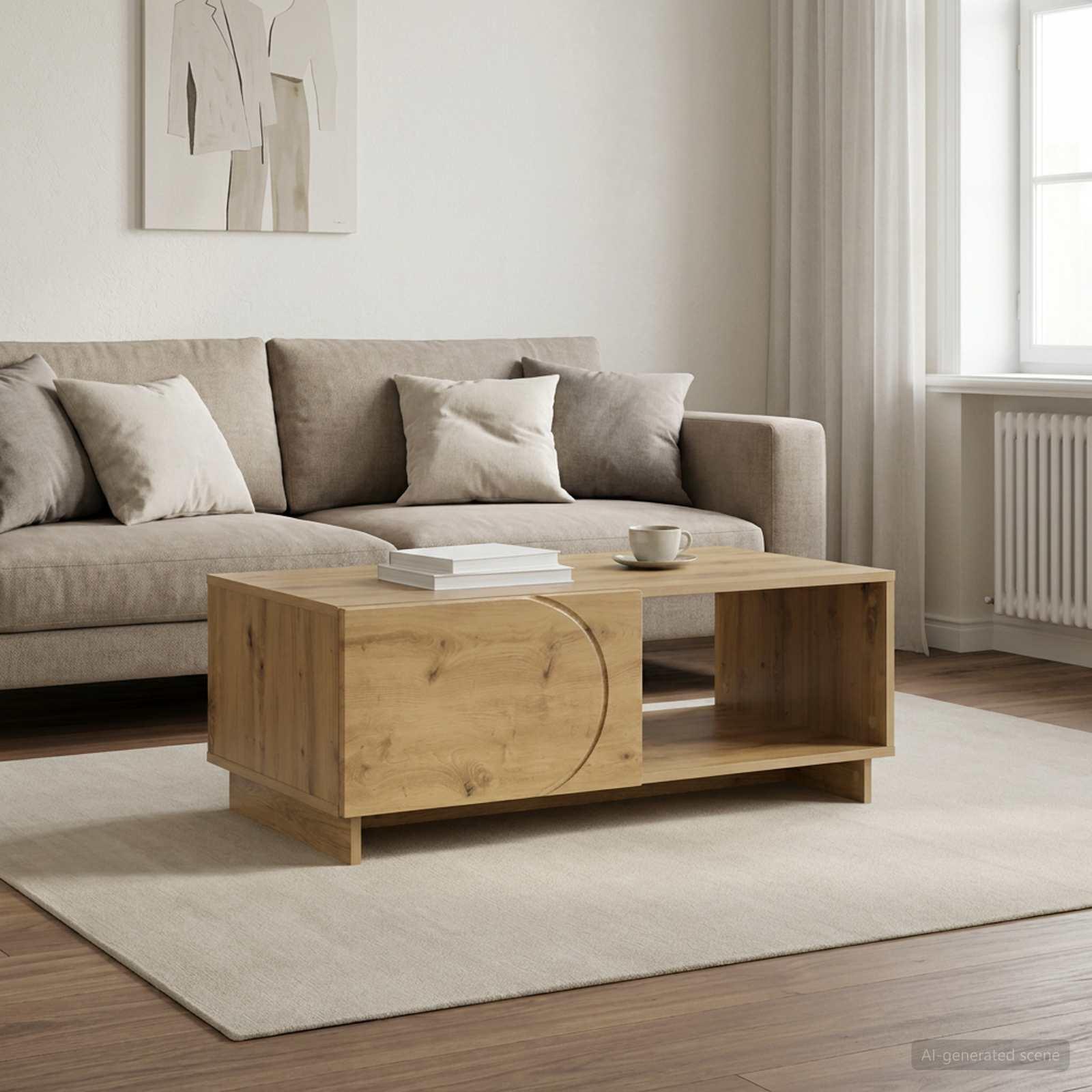 vidaXL Sofabord Artisan-eg 95 x 50,5 x 35 cm Konstrueret træ