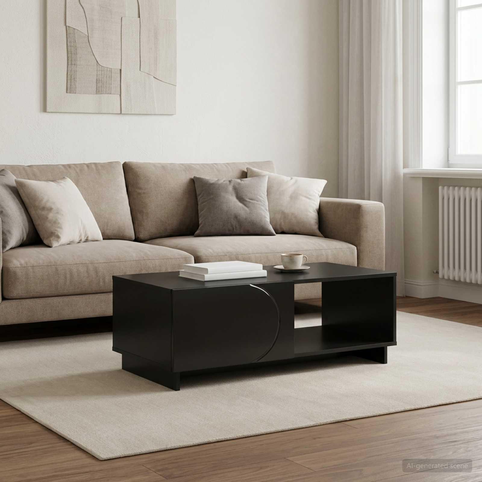 vidaXL Sofabord Sort 95 x 50,5 x 35 cm Konstrueret træ