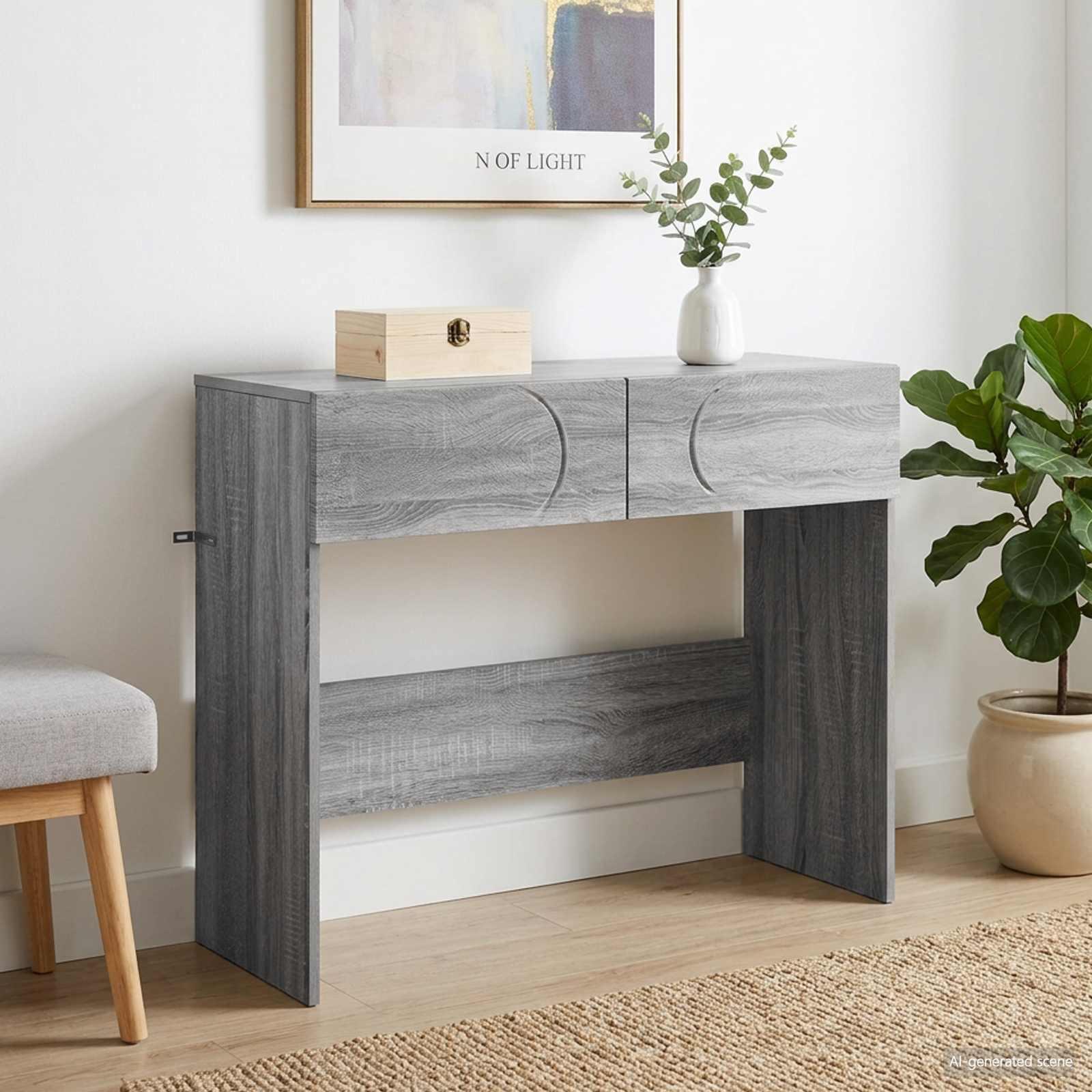 vidaXL Konsolbord Grå Sonoma 96,5 x 38 x 75 cm Konstrueret træ
