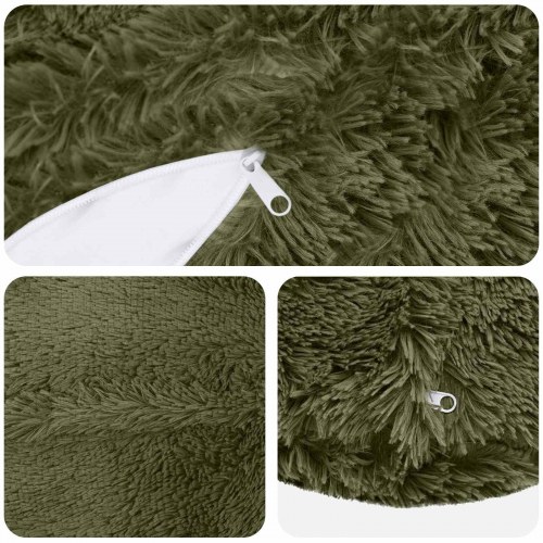 Runde pyntepuder HEERLEN 6 stk. grøn PV fleece Ø 60 cm