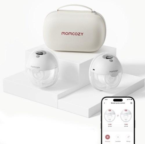 Momcozy M5 Smart Wearable brystpumpe – muslingformet brystpumpe | App-styring, trådløs, dobbelt, farve: grå