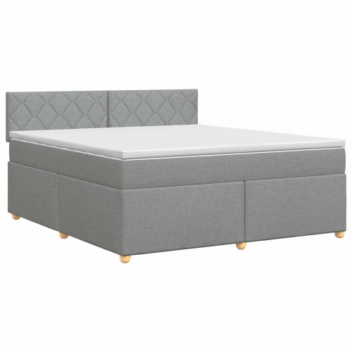 Kontinentalseng med topmadras og justerbar gavl 160 x 200 cm - lysegrå stof