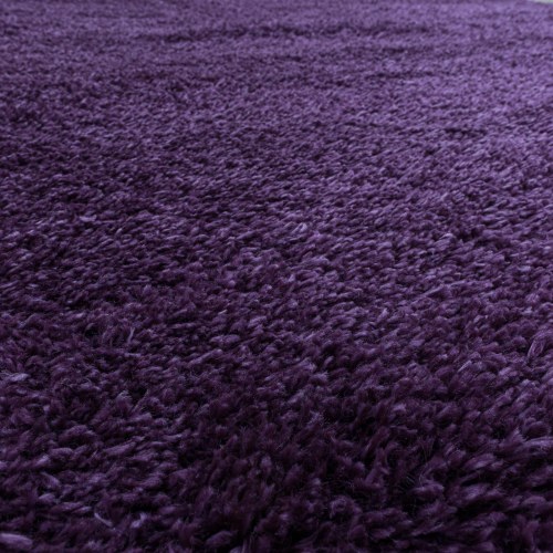 FLUFFY Unicolor violet rundt shaggy tæppe 200 x 200 cm