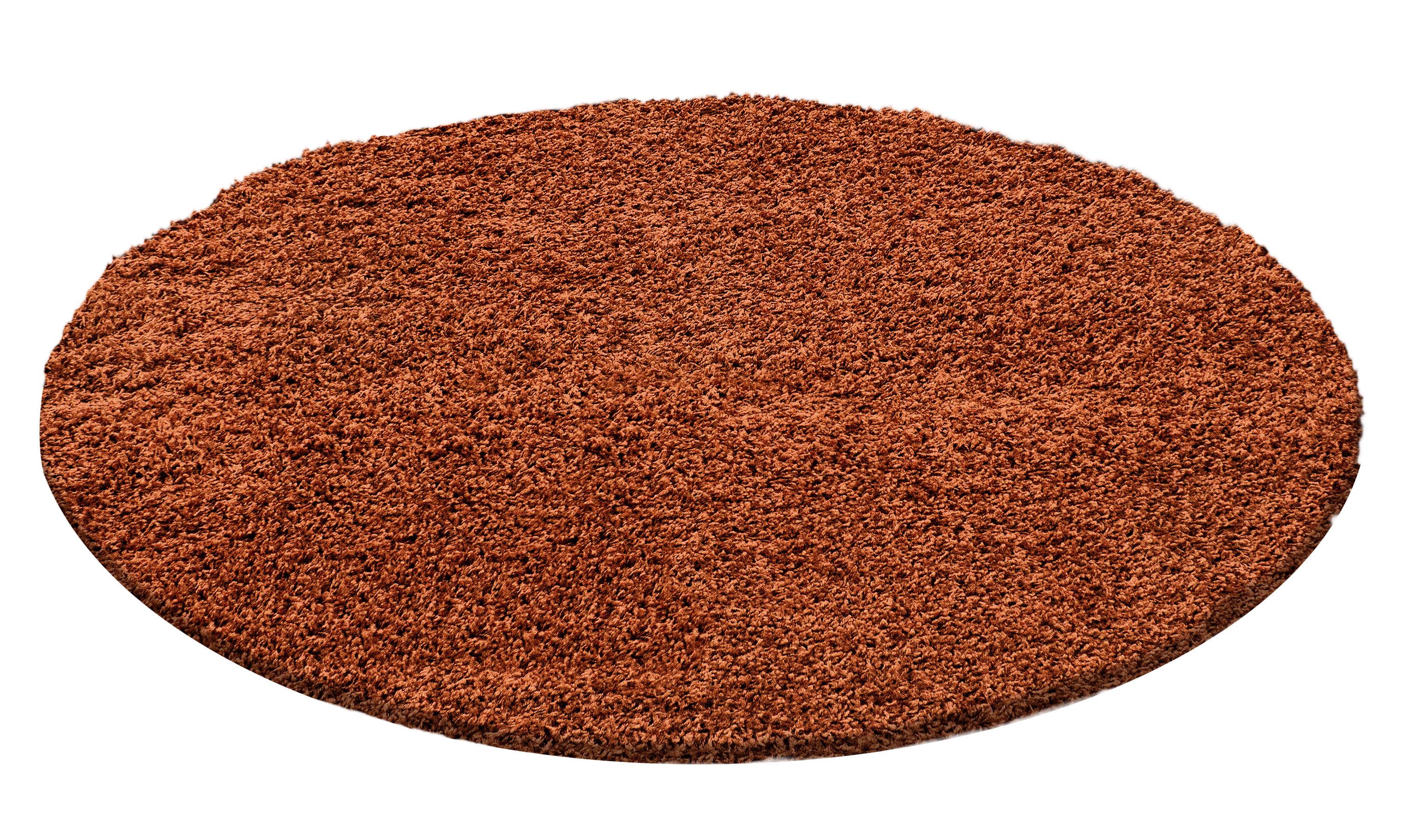 Life Rund Shaggy tæppe Ensfarvet - Terra - 160x160 (Rund)