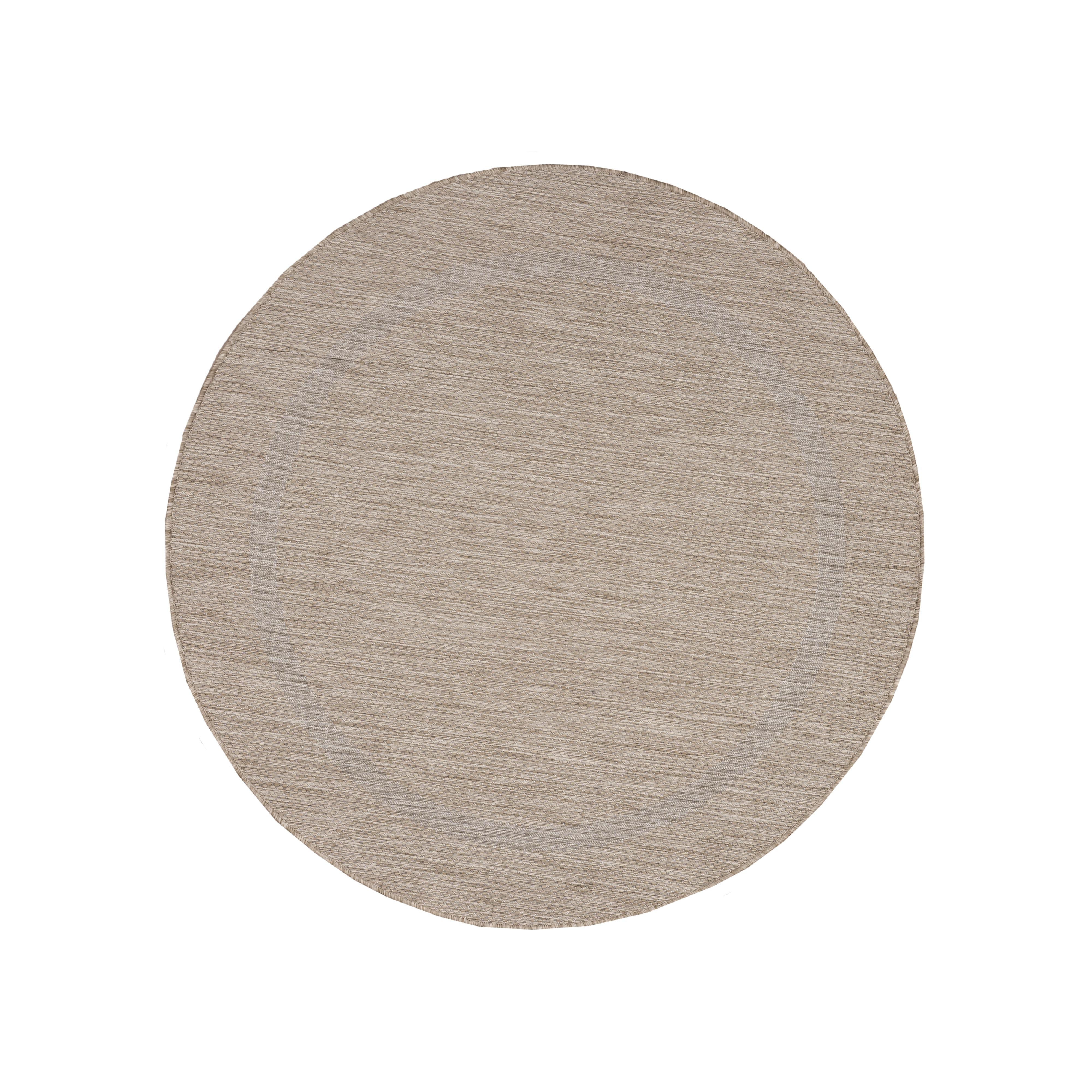 RELAX Unicolor beige rundt udendørs tæppe 120 x 120 cm - 160 x 160 cm
