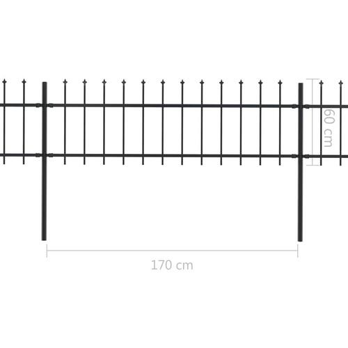 Havehegn med spydtop 15,3 x 0,6 m sort stål